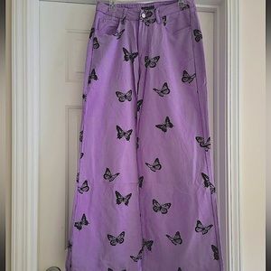 purple butterfly pants